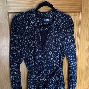 Navy Long-sleeve Mini Dress with Pockets